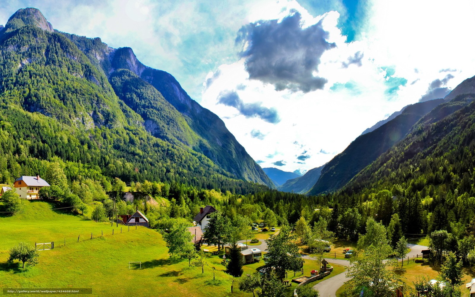 Mountain valley with village