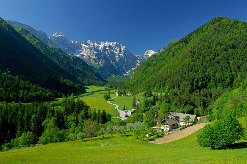 Mountain valley with village