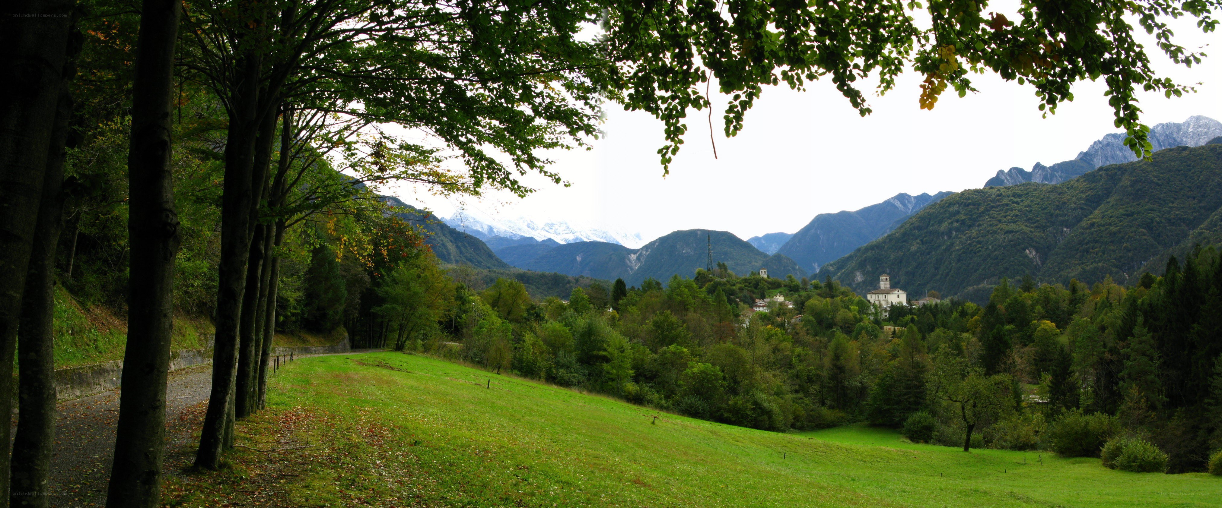 Mountain valley with village
