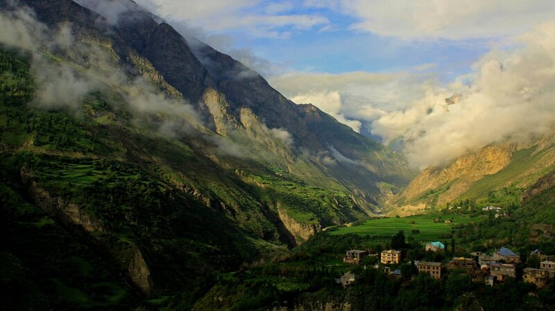 Mountain valley with village