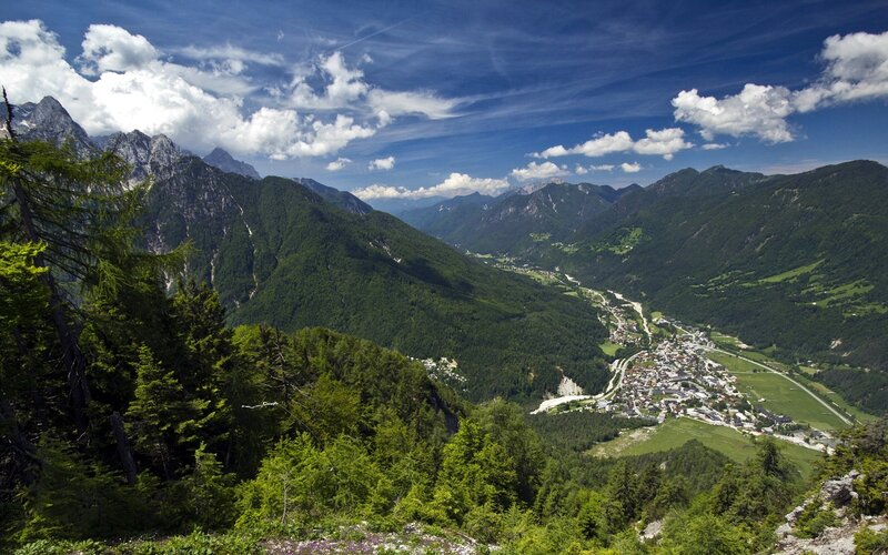 Mountain valley with village