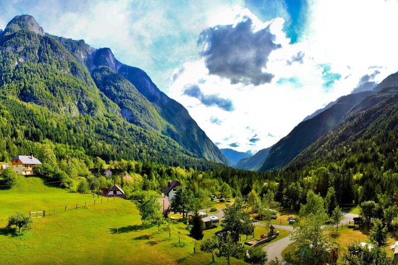 Mountain valley with village