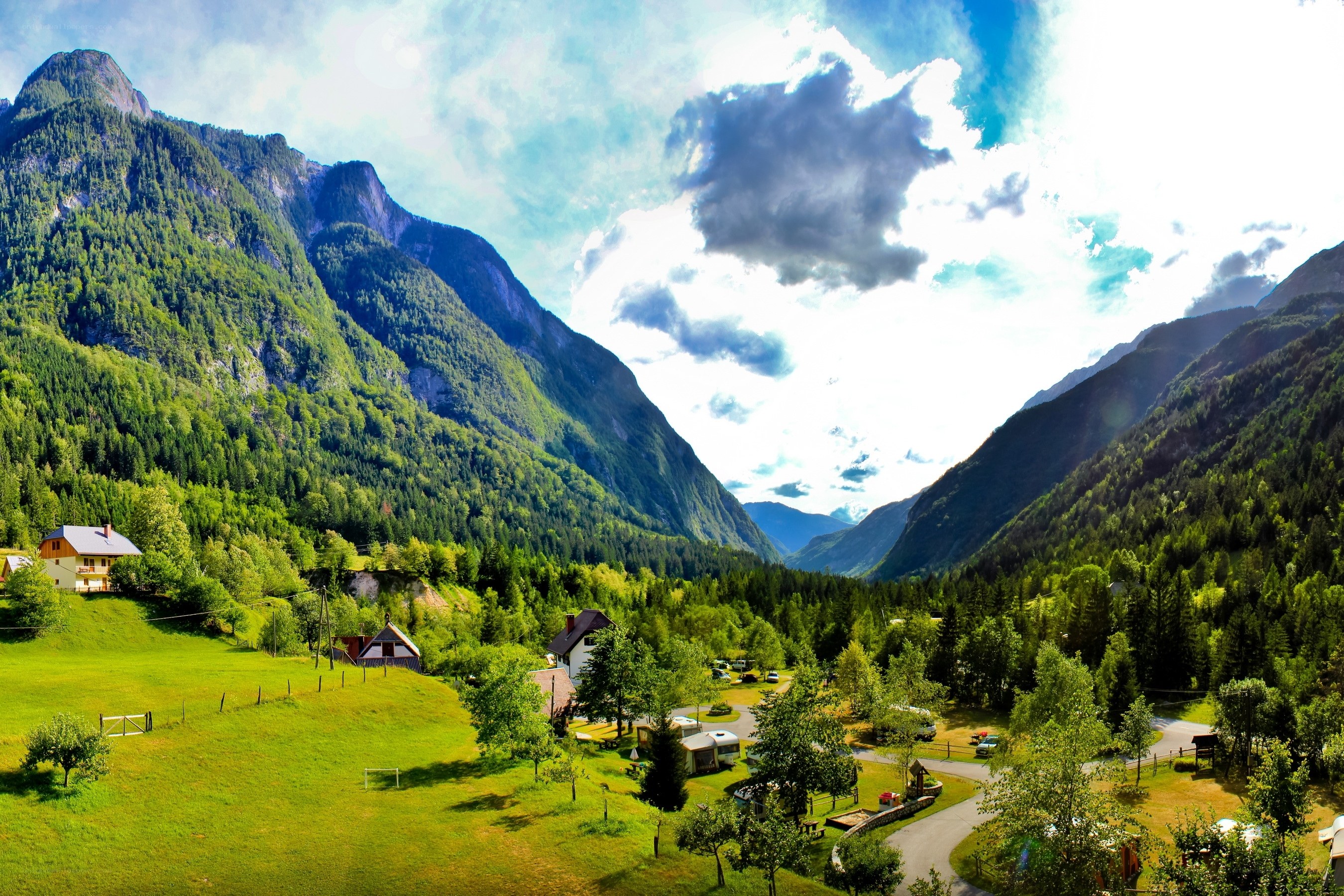 Mountain valley with village