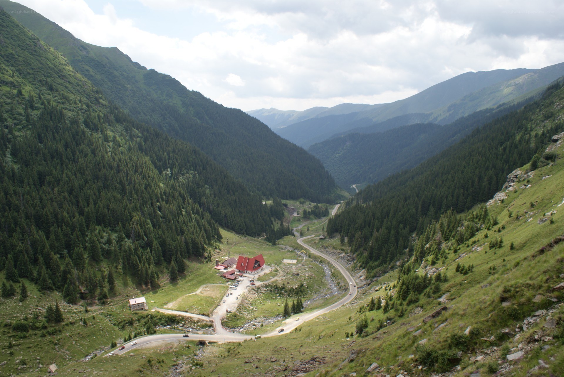 Mountain valley with winding road