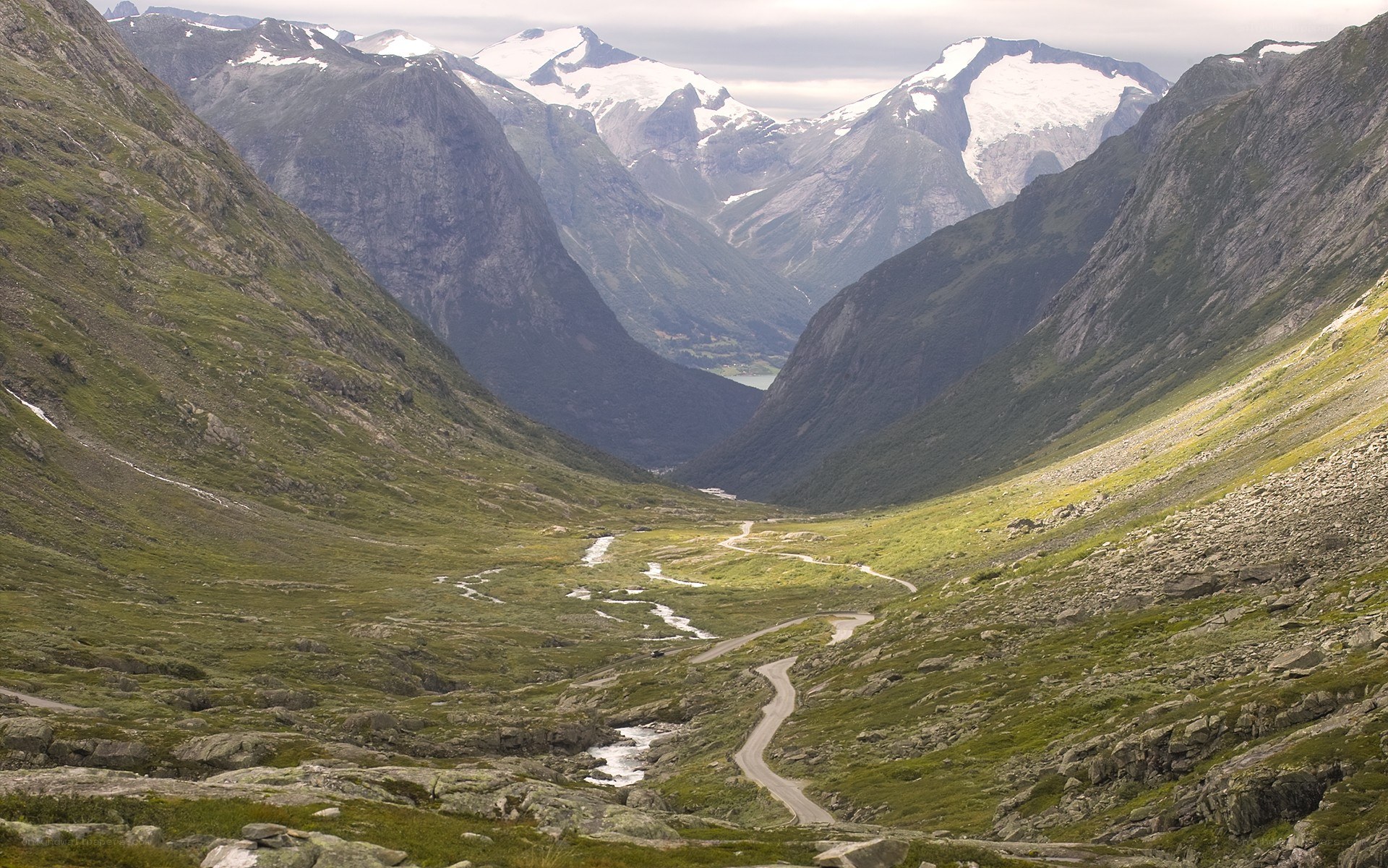 Mountain valley with winding road