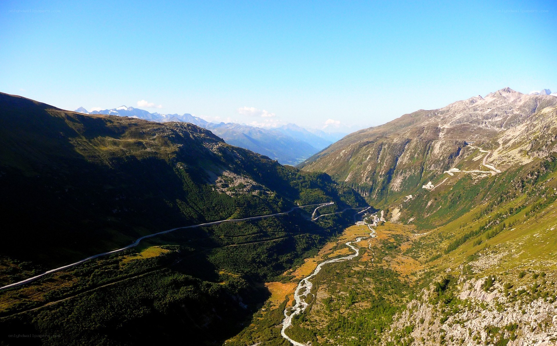 mountain valley with winding road