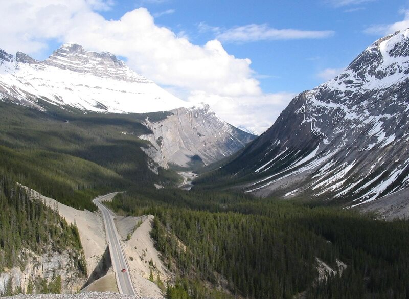 Mountain valley with winding road