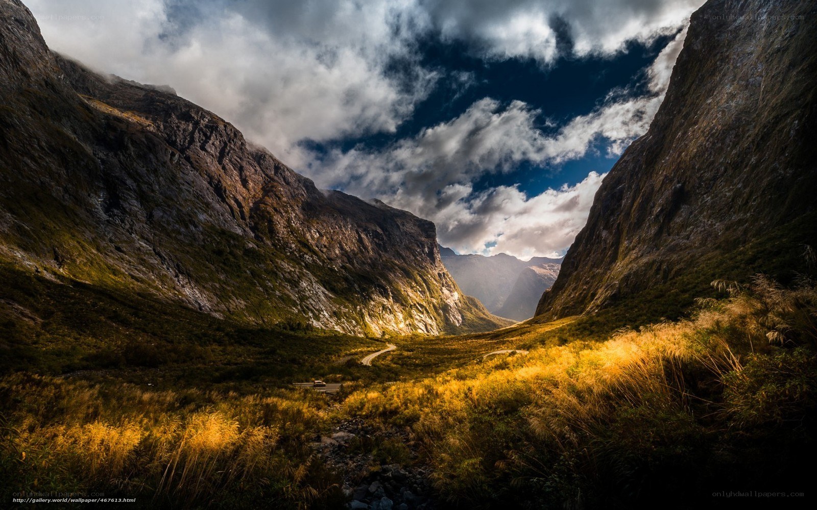 Mountain valley with winding road