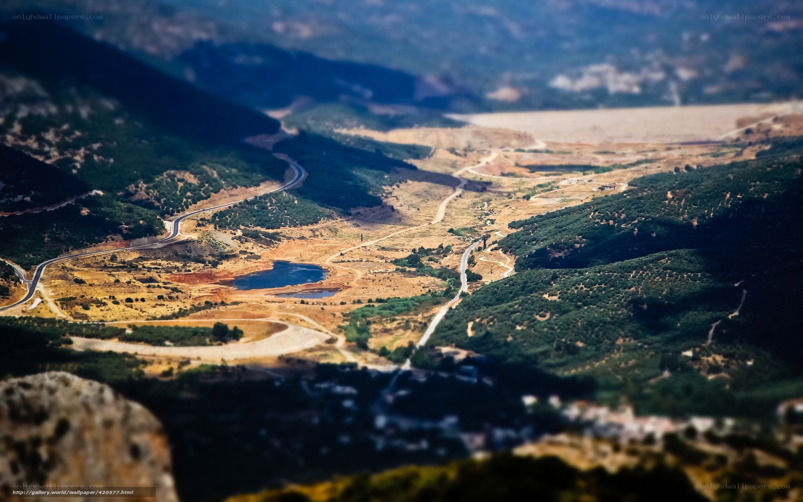 mountain valley with winding roads