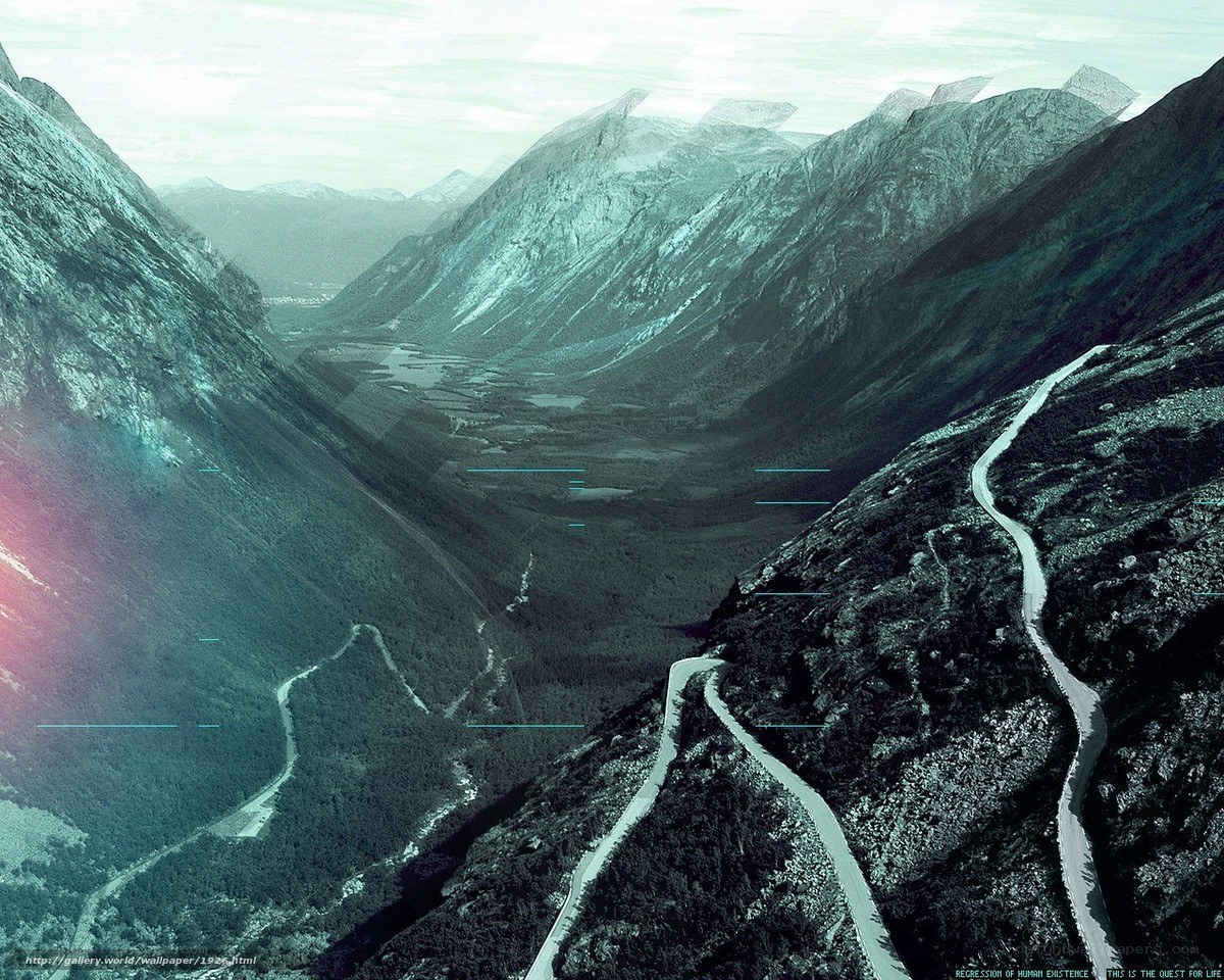 mountain valley with winding roads