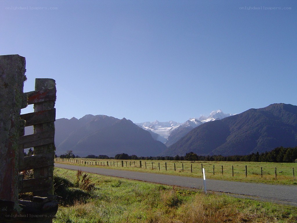 Mountain view from a rural road