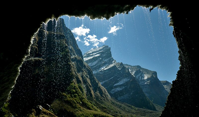 Mountain View from Cave — Blue