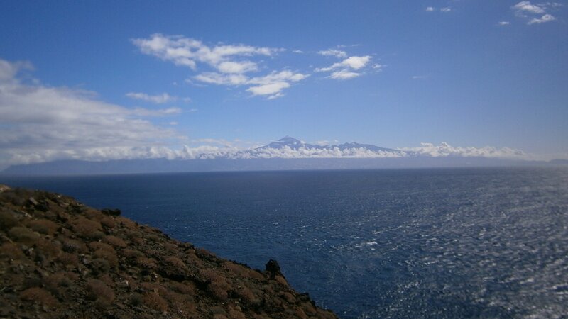 mountain view from coastal cliff