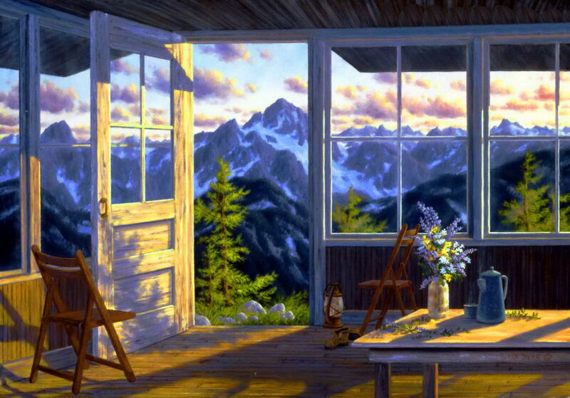 Mountain View from Porch — Blue