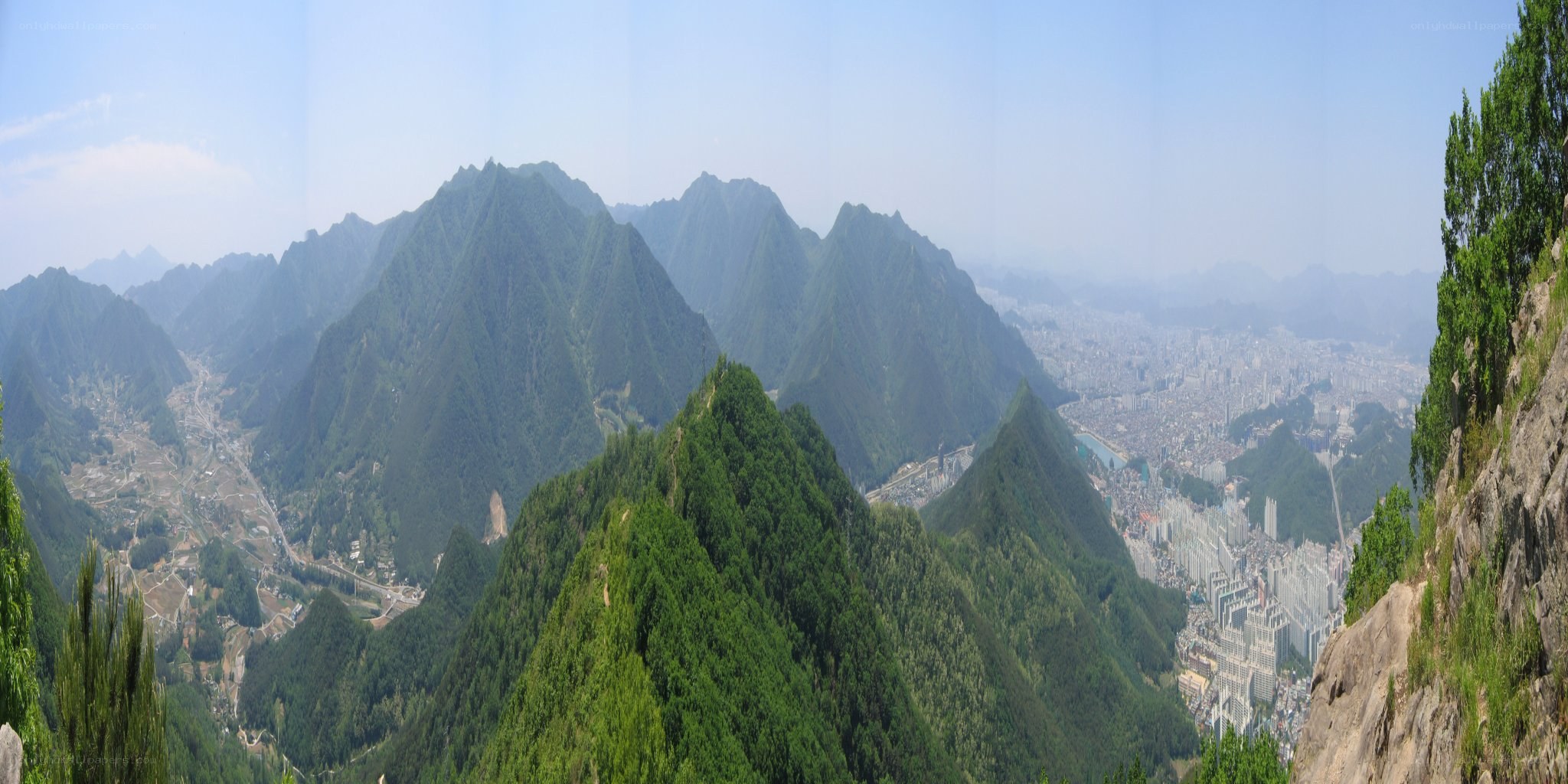 Mountain view of cityscape