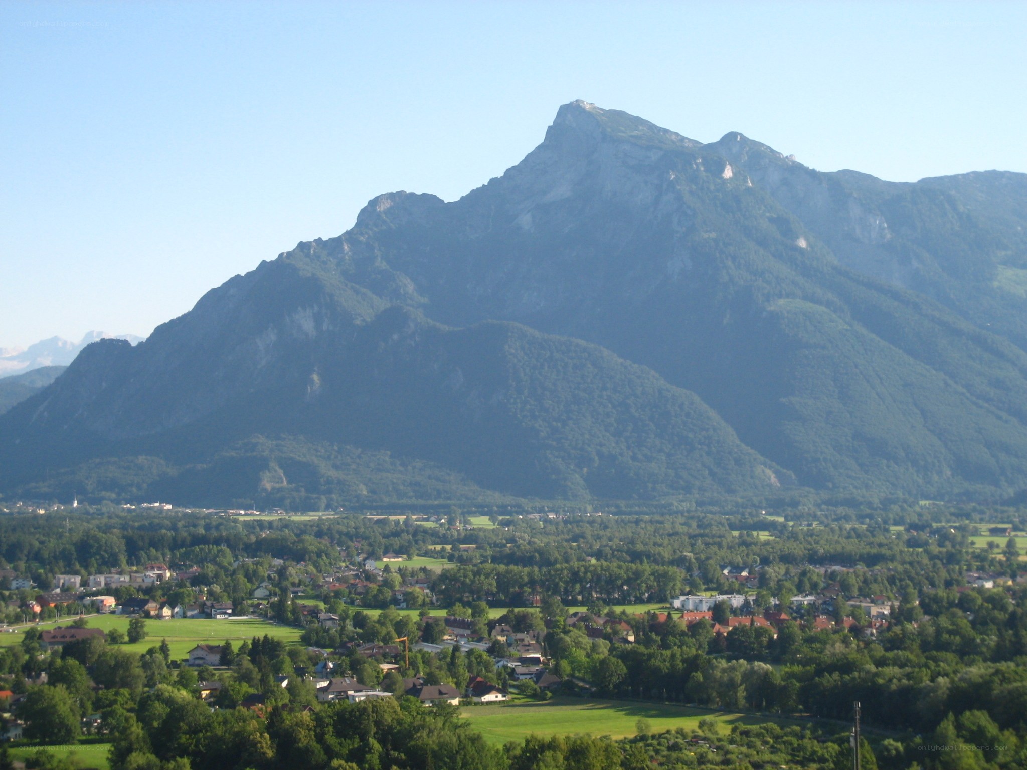 Mountain view over a village
