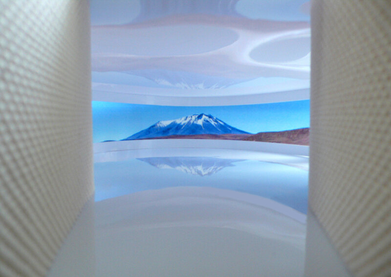 mountain view through tunnel
