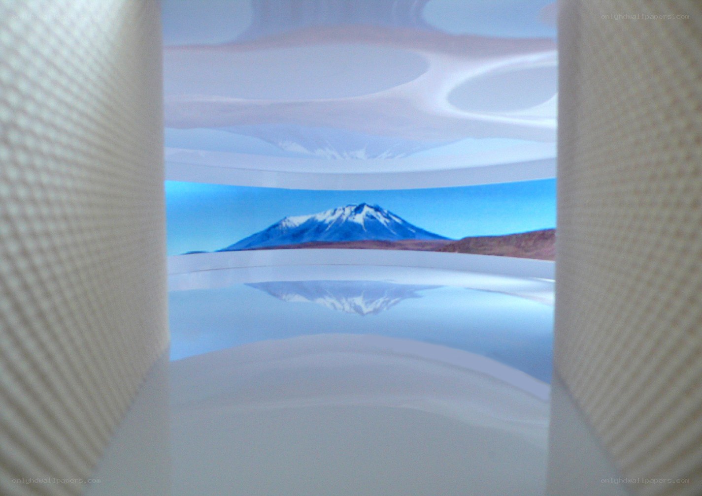 mountain view through tunnel