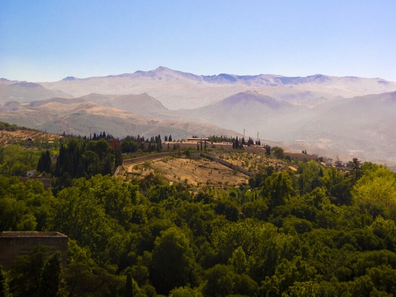 mountain view with ancient fortress