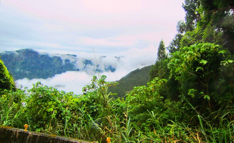 Mountain View with Clouds — Green, Serene