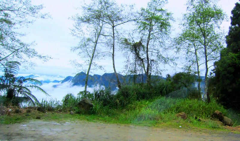 Mountain View with Clouds — Green