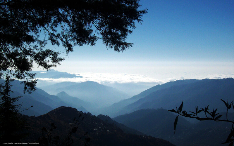 Mountain view with clouds