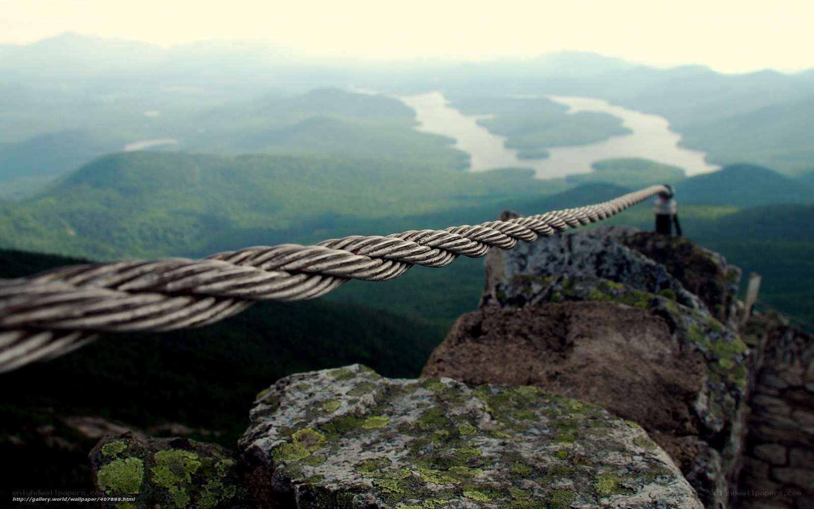 Mountain view with safety cable