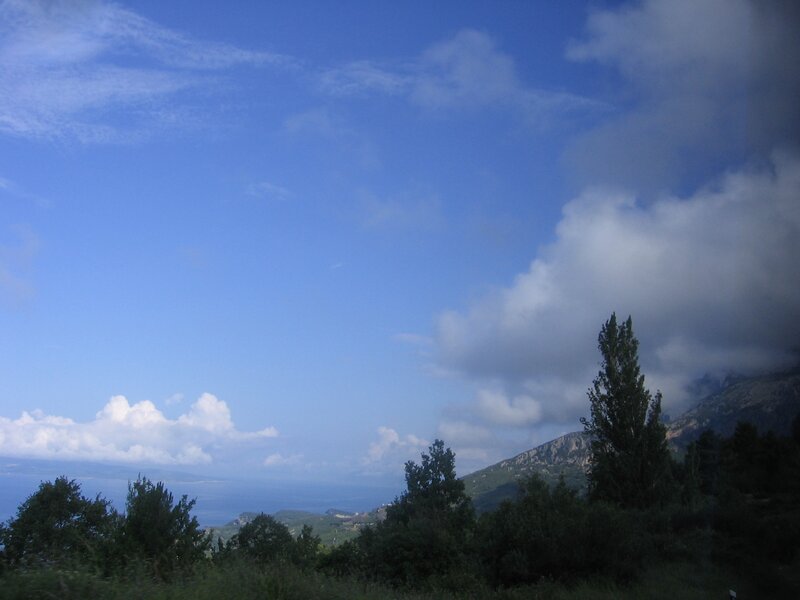 Mountain view with sea and clouds