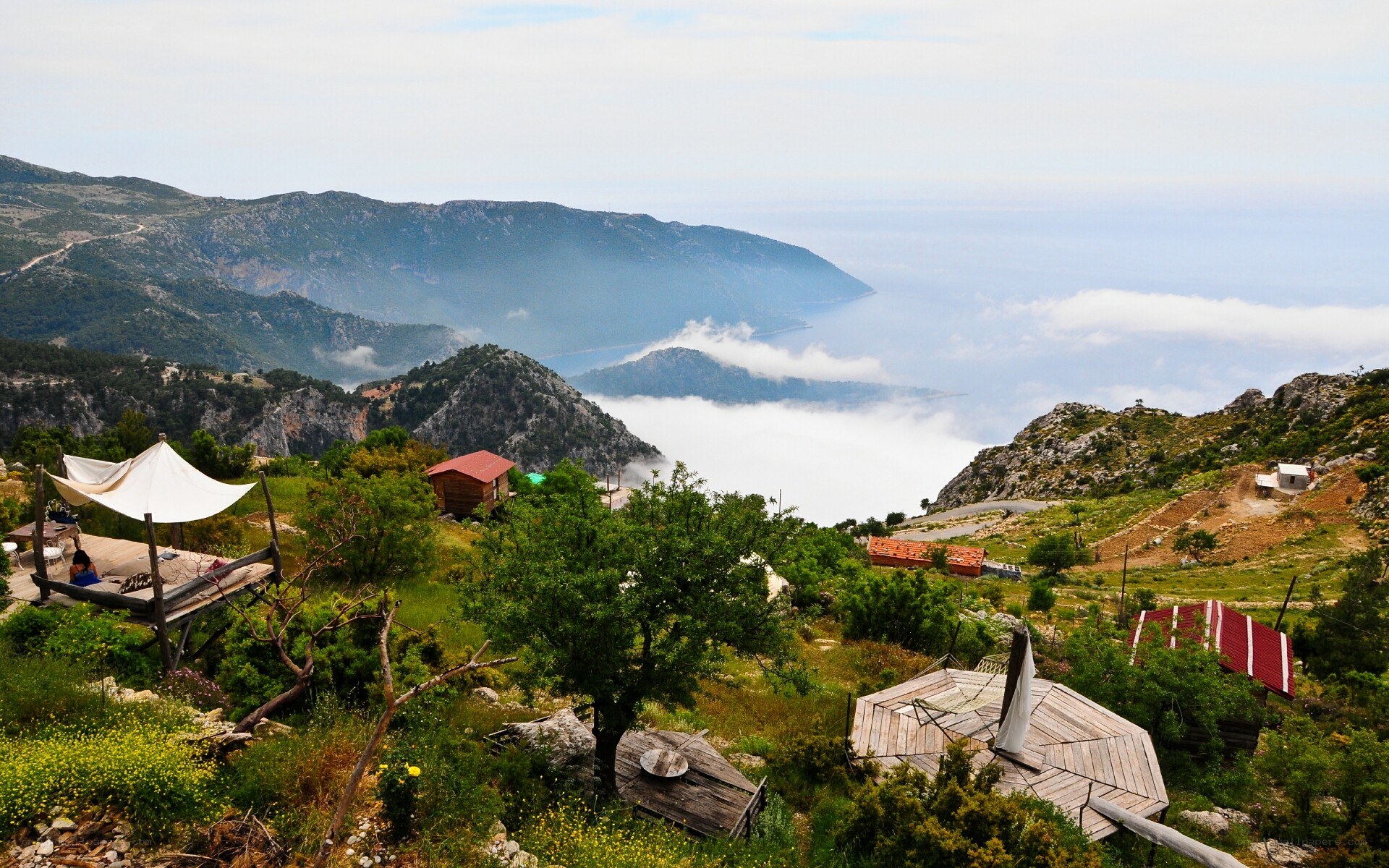 Mountain view with sea mist