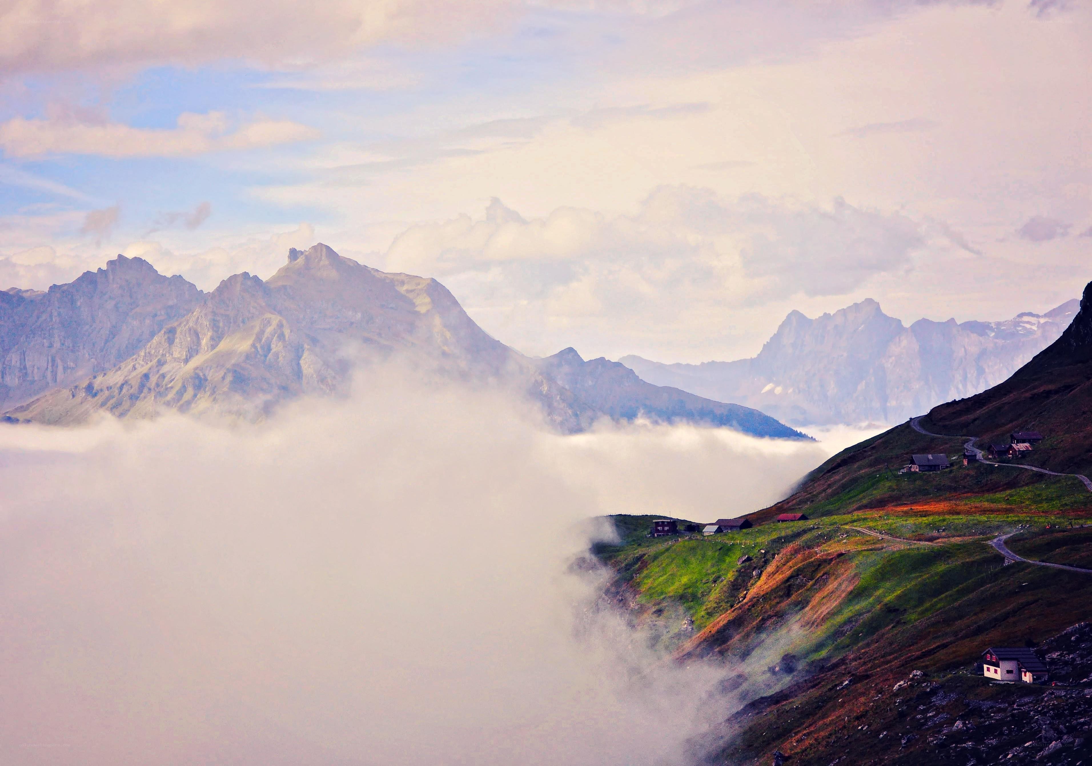 Mountain village above the clouds
