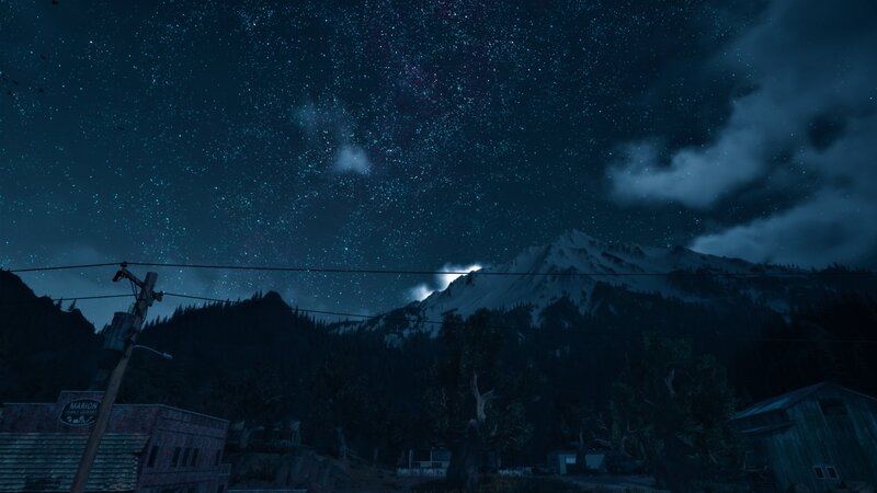 Mountain Village at Night — Blue, Serene