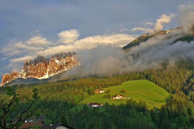 Mountain village at sunrise