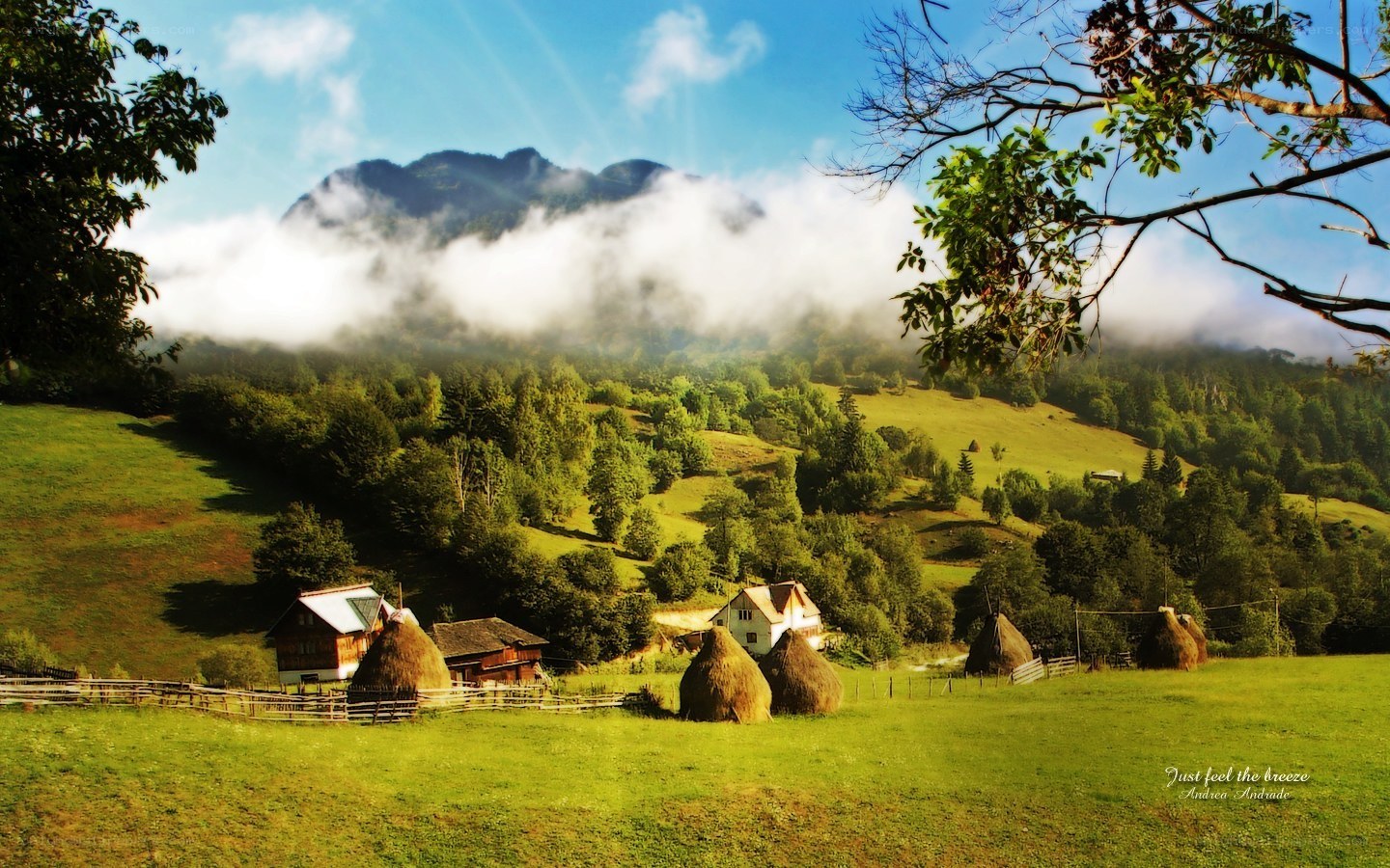 Mountain village at sunrise