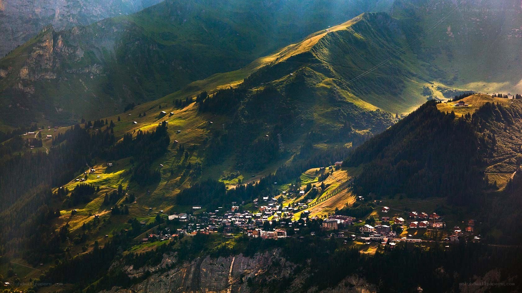 Mountain village at sunrise