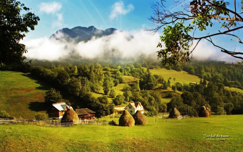 Mountain village at sunrise