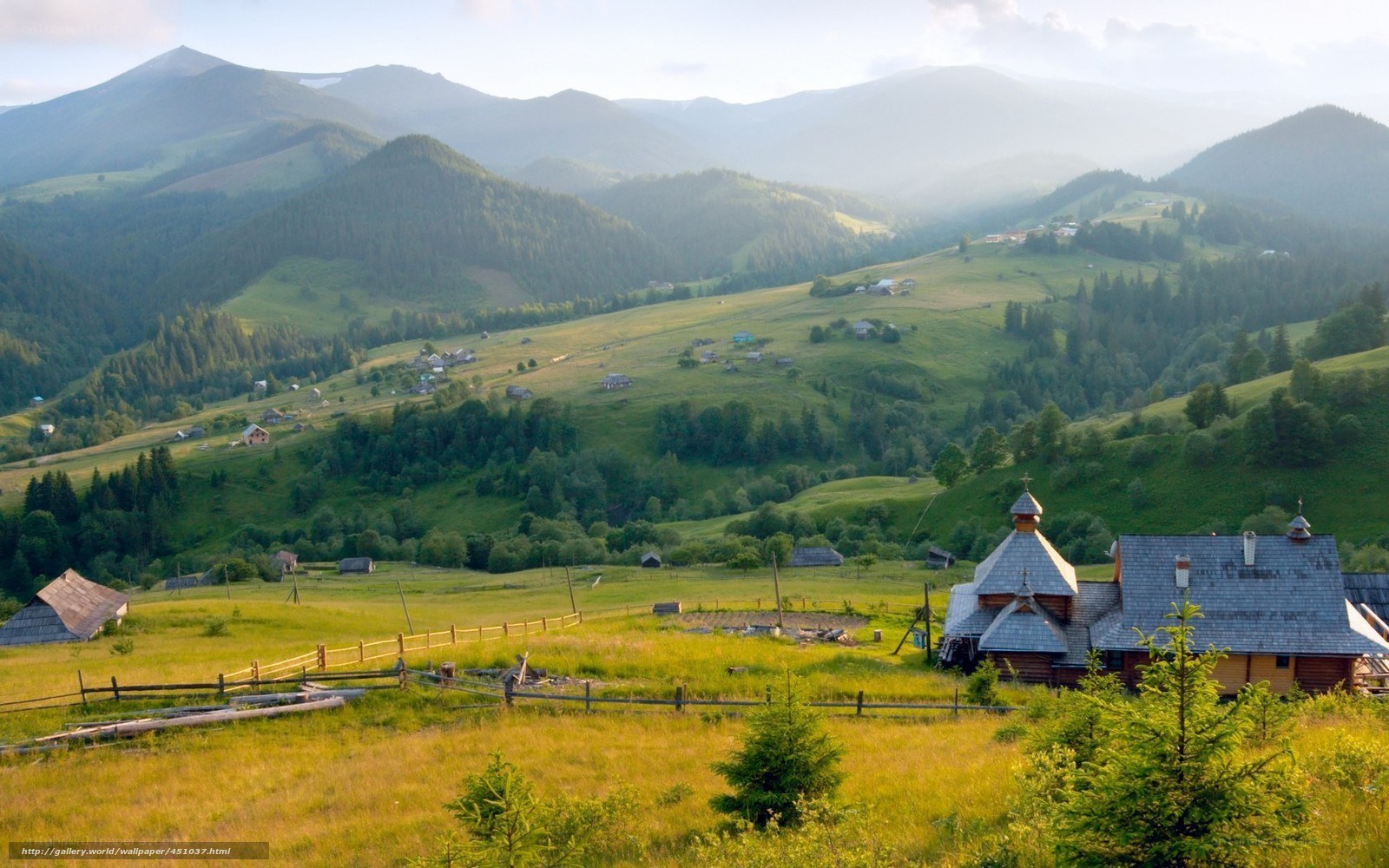 Mountain village at sunrise