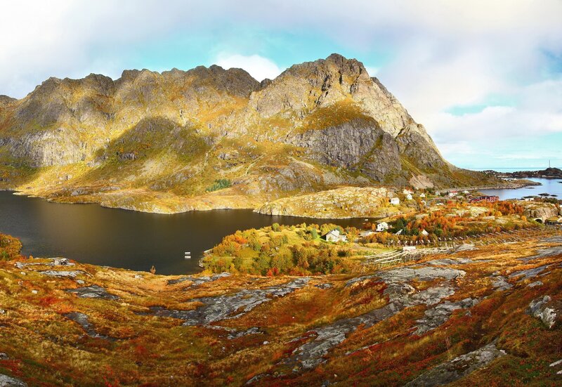 Mountain Village by Fjord