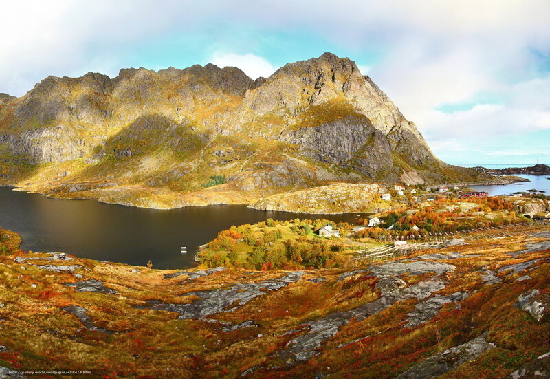 mountain village by the fjord