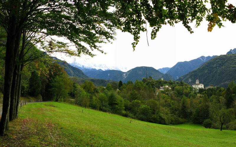 Mountain village in a green valley
