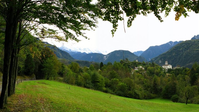 Mountain village in a green valley
