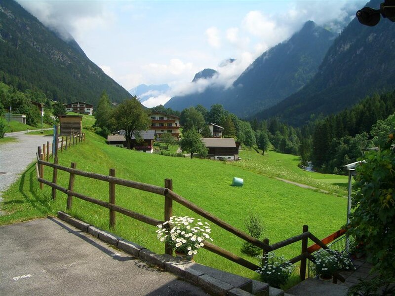 mountain village in a green valley