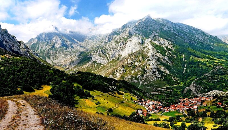 Mountain village in a valley