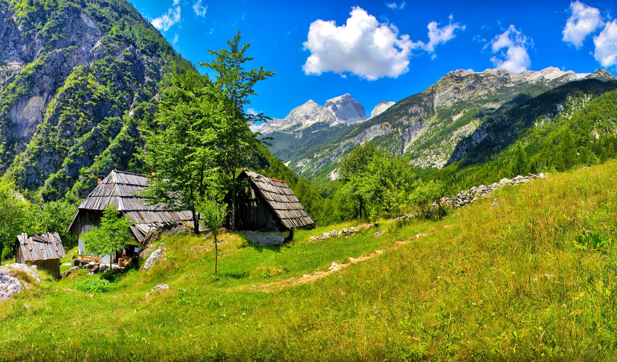 Mountain village in a valley