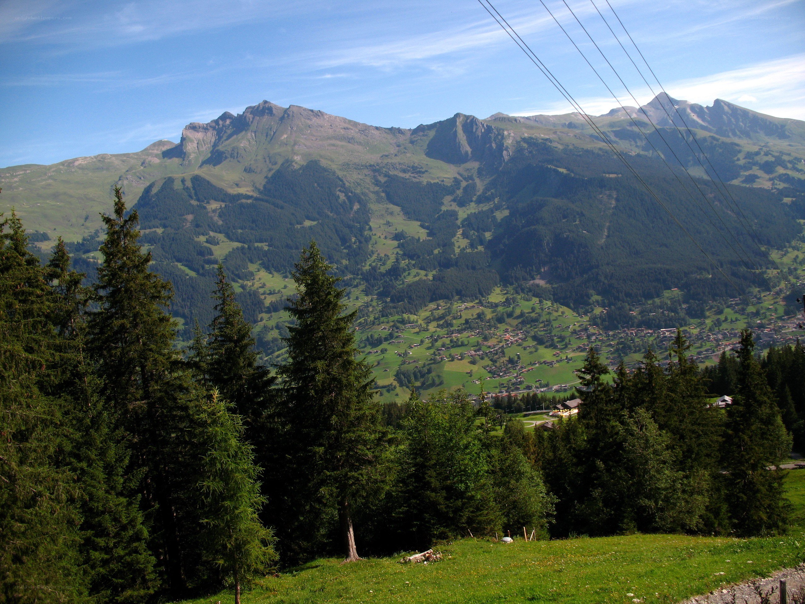 mountain village in alpine valley