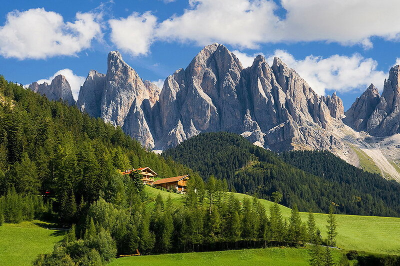 Mountain Village in Alps — Green