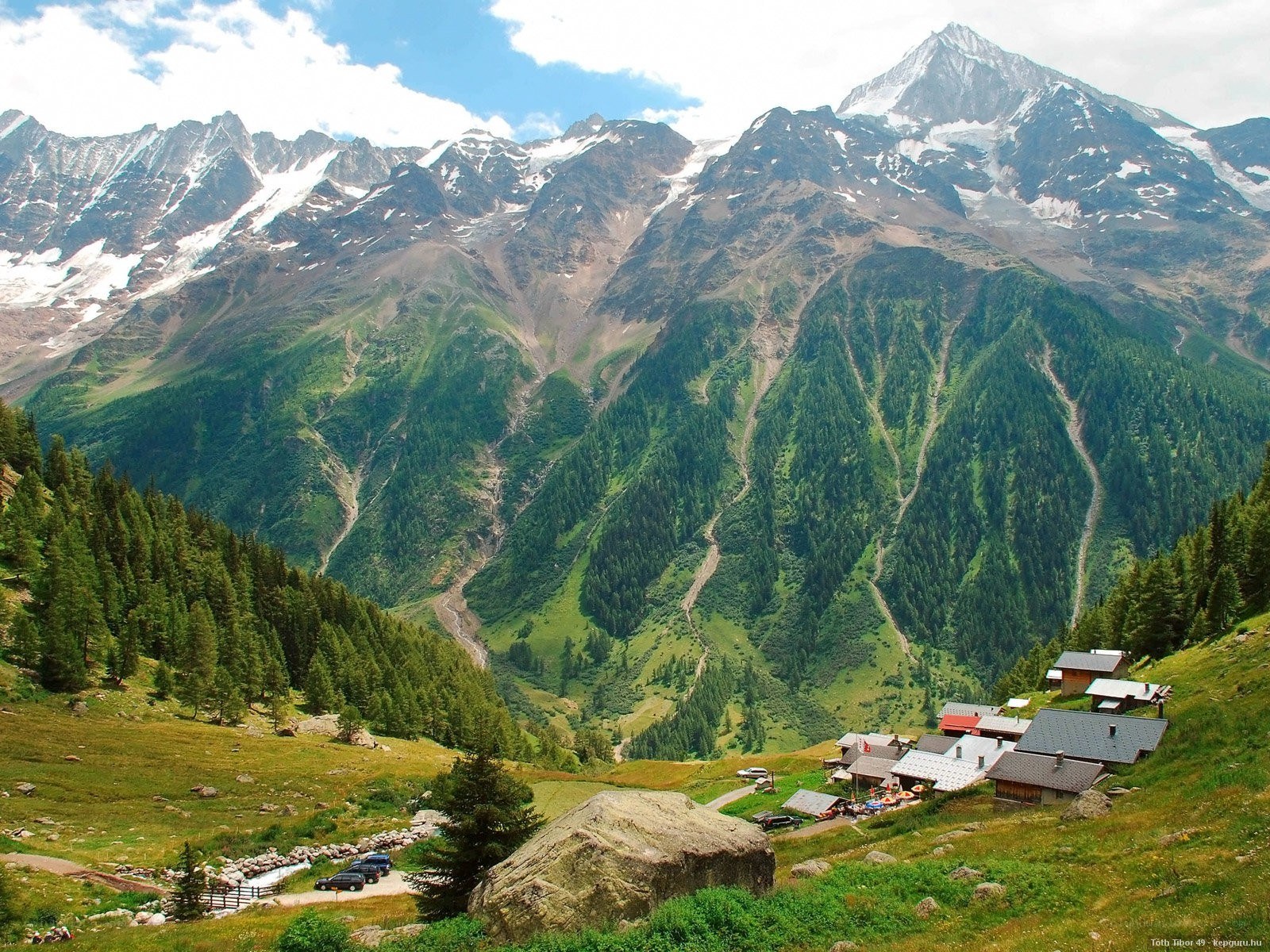 mountain village in alps