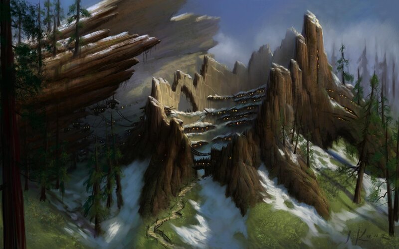 Mountain Village in Forest
