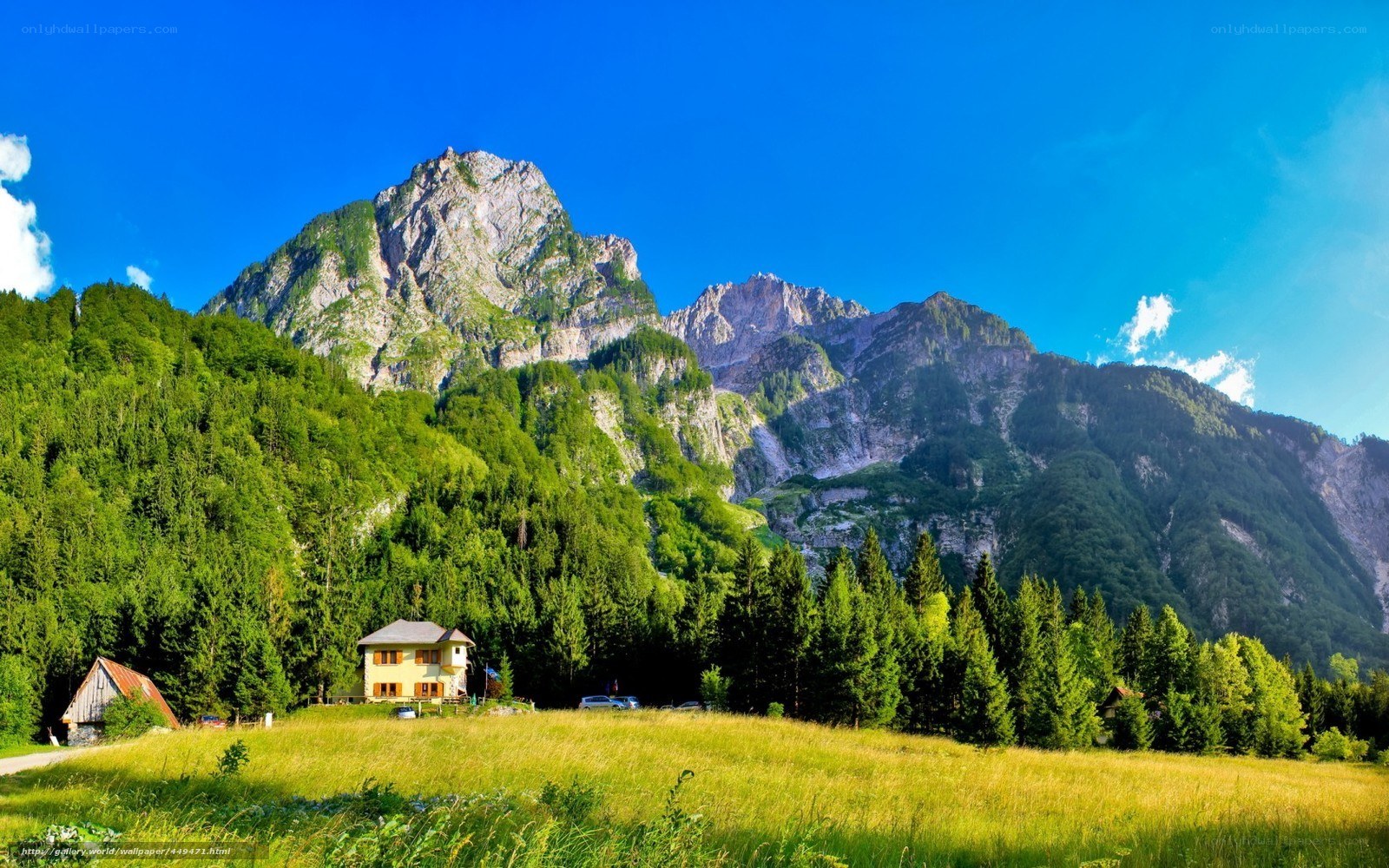 Mountain village in green valley