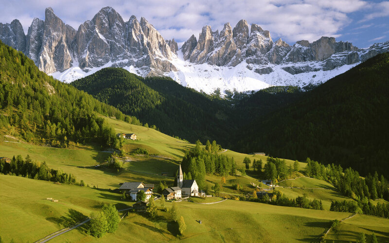 Mountain village in the Dolomites