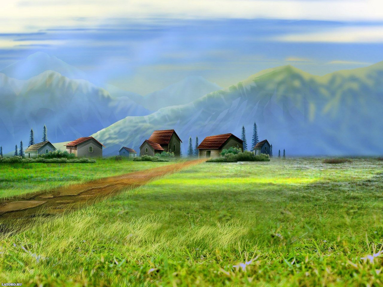 Mountain village landscape